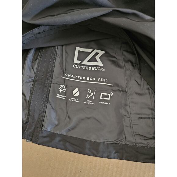 Cutter & Buck Charter Eco Vest Full-Zip Men’s Vest Size Medium Black (Logo) - Picture 13 of 14